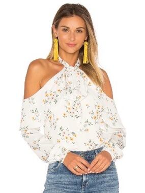 THE TIE NECK OFF SHOULDER BLOUSE By 
L'Academie
Color: Bouquet